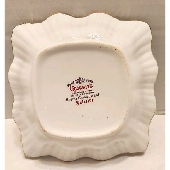 Rosina Queens Christmas YULETIDE 5" Holly Berry Fine Bone China Made In England - Picture 3 of 5